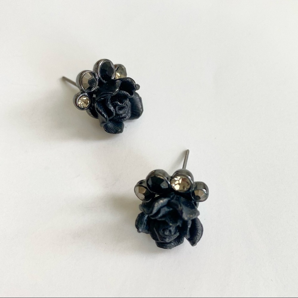 Black Rose Stud Earrings